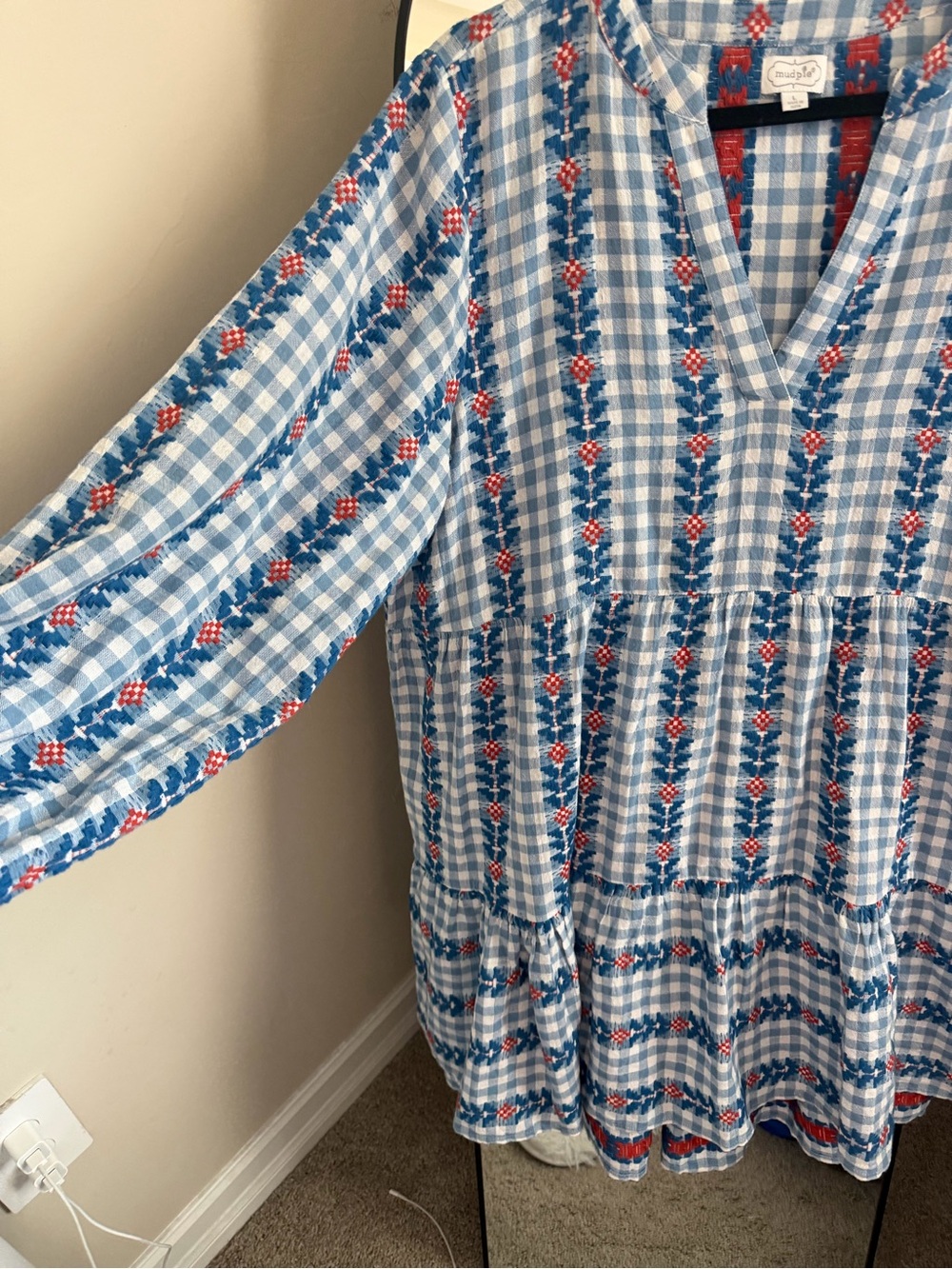 Mud Pie Blue and White Gingham Eliza Yarn Dye Dress - Picture 6 of 11
